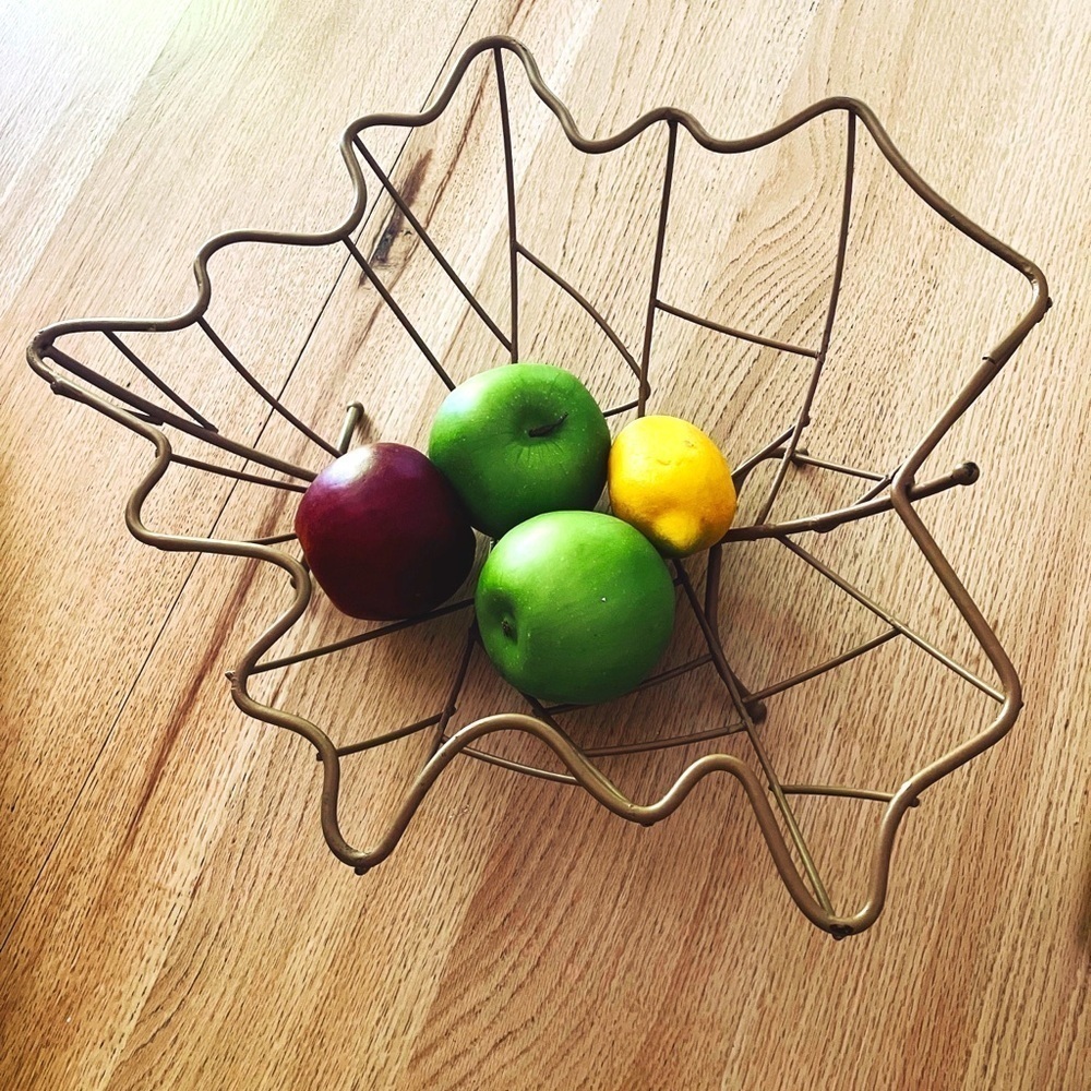 Large Open Metal Leaf Shaped Footed Bowl Accent Piece *16” W X 18” L X …